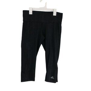 Adidas Cropped Leggings Black Climalite Mid-Rise Size M